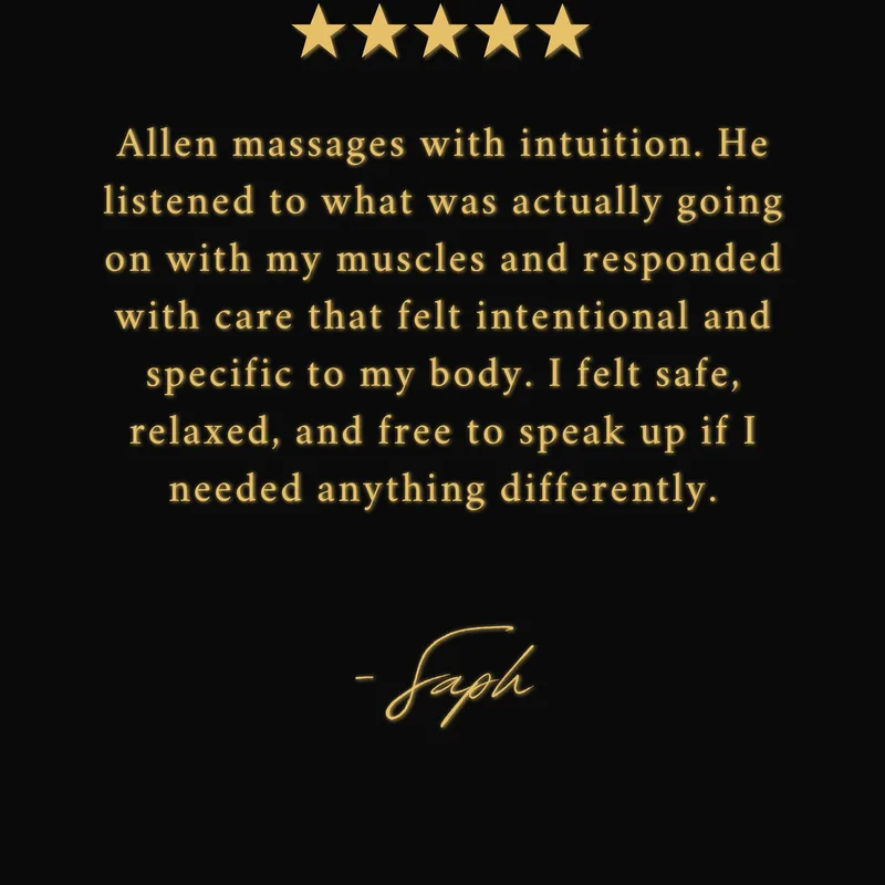 5-Star Google Review from Saph, mobile massage client