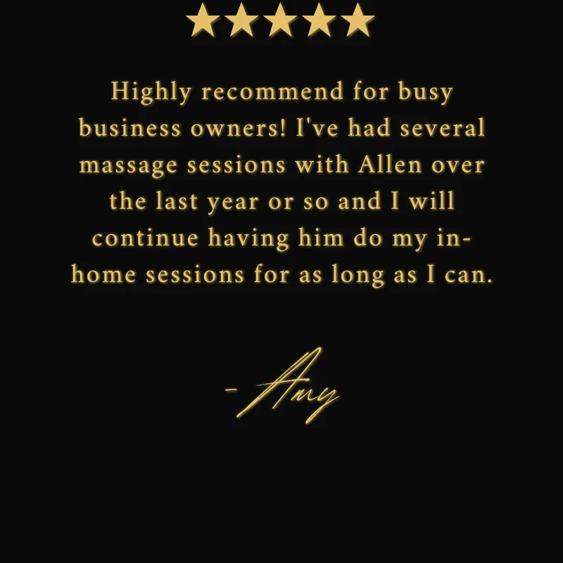 5-Star Google Review from Amy, mobile massage client
